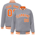 Custom Gray Orange-White Varsity  Jacket Classic Style Full-Snap Letterman