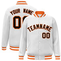 Custom White Black-Orange Varsity  Jacket Classic Style Full-Snap Letterman