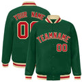 Custom Green Red-Khaki Varsity  Jacket Classic Style Full-Snap Letterman