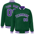 Custom Green Purple-White Varsity  Jacket Classic Style Full-Snap Letterman