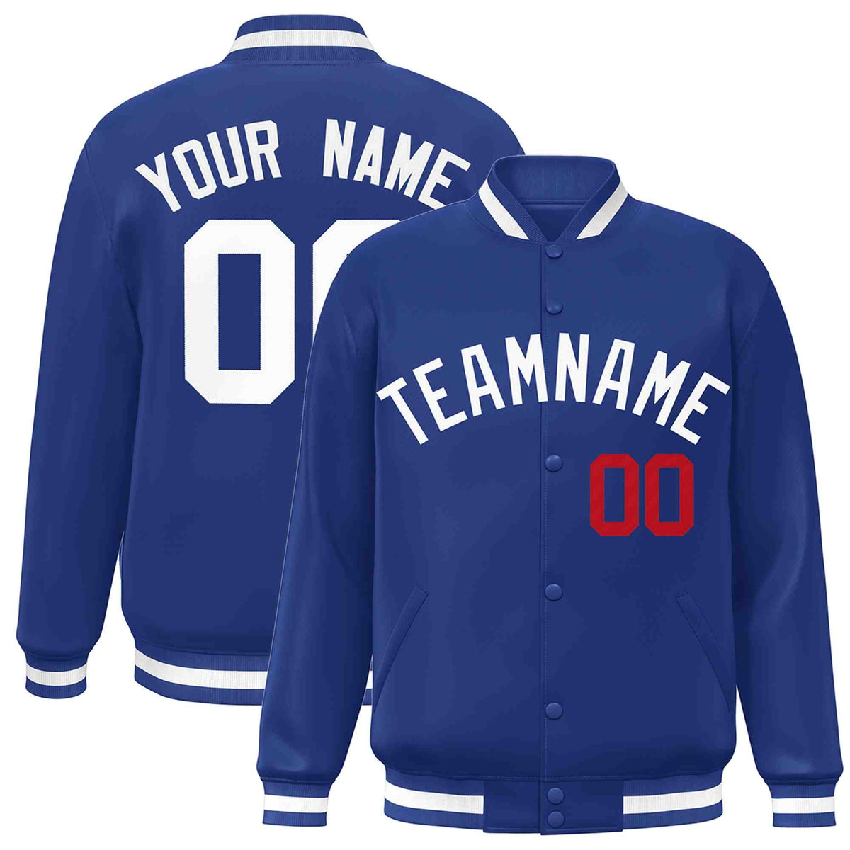 Custom Royal White Varsity  Jacket Classic Style Full-Snap Letterman