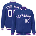 Custom Royal White-Purple Varsity  Jacket Classic Style Full-Snap Letterman