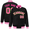 Custom Black Pink-White Varsity  Jacket Classic Style Full-Snap Letterman