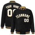 Custom Black White-Old Gold Varsity  Jacket Classic Style Full-Snap Letterman