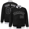 Custom Black Black-Gray Varsity  Jacket Classic Style Full-Snap Letterman