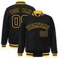 Custom Black Black-Gold Varsity  Jacket Classic Style Full-Snap Letterman