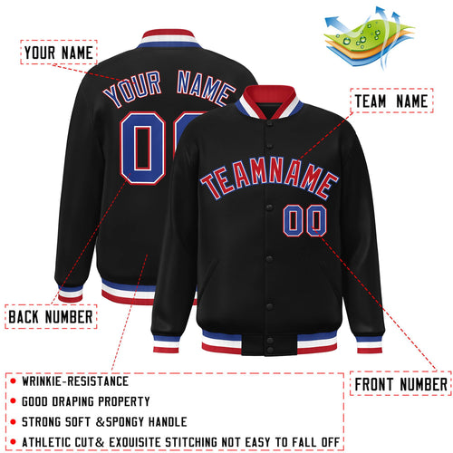 Custom Black Red-White Varsity  Jacket Classic Style Full-Snap Letterman