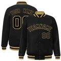 Custom Black Black-Old Gold Varsity  Jacket Classic Style Full-Snap Letterman