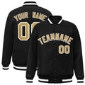 Custom Black Old Gold-White Varsity  Jacket Classic Style Full-Snap Letterman