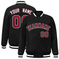 Custom Black Crimson-Black Varsity  Jacket Classic Style Full-Snap Letterman
