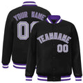 Custom Black Gray-Purple Varsity  Jacket Classic Style Full-Snap Letterman