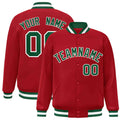 Custom Red Green-White Varsity  Jacket Classic Style Full-Snap Letterman