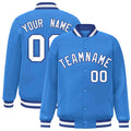 Custom Powder Blue White-Royal Varsity  Jacket Classic Style Full-Snap Letterman