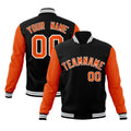 Custom Black Texas Orange-White Raglan Sleeves Varsity Full-Snap Letterman Jacket