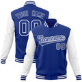 Custom Royal Royal-White Raglan Sleeves Varsity Full-Snap Letterman Jacket