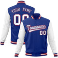 Custom Royal White-Royal Raglan Sleeves Varsity Full-Snap Letterman Jacket
