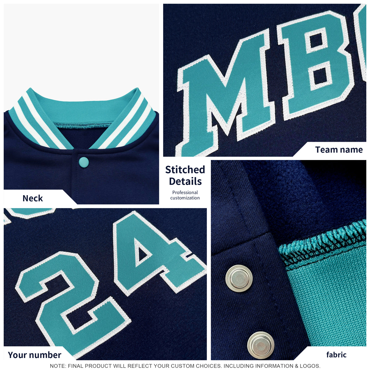Custom Green Green Varsity Full-Snap Blade Pattern Raglan Sleeves Letterman Baseball Jacket
