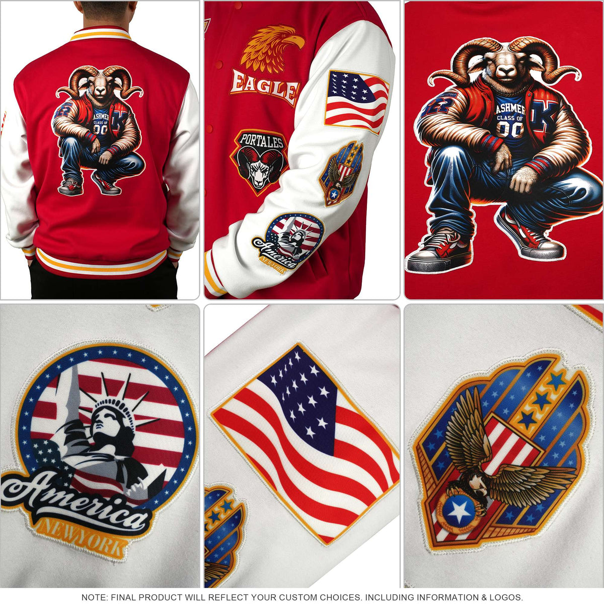 Custom Crimson Gray-Crimson Letterman Jacket Contrast Sleeves Varsity Full-Snap