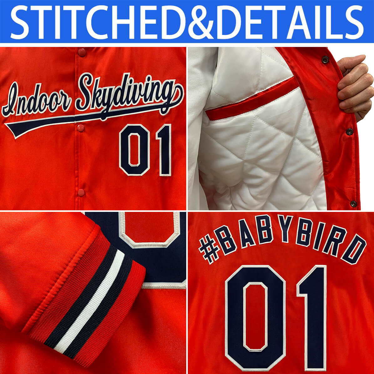 Custom Red Black-White Varsity Jacket Raglan Sleeves Full-Snap Letterman